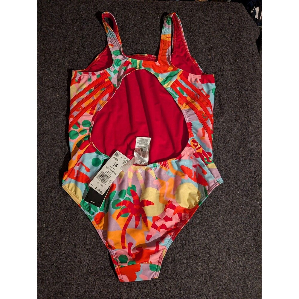 Adidas X Farm Rio Bathing Suit Open Back 14 - Picture 4 of 5